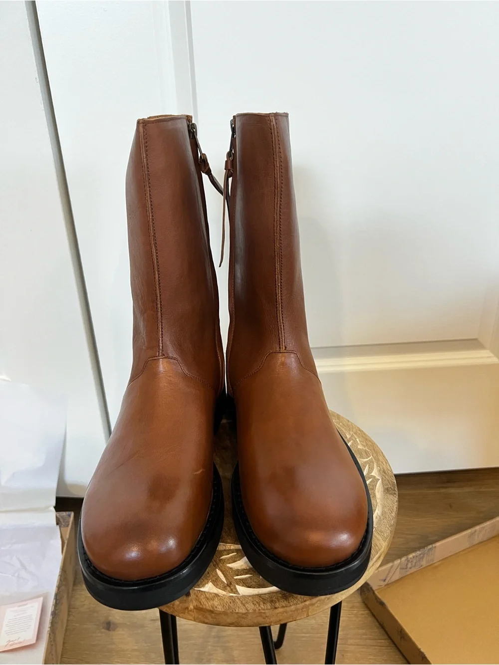 NIB Free people Bailey Brown Leather Mid-Calf Boots